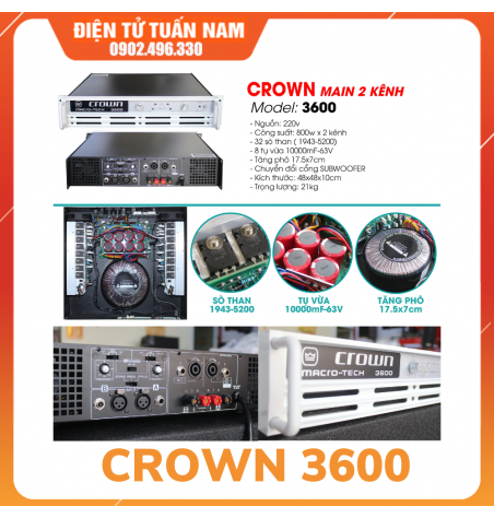 Cục đẩy công suất Crown 3600 – cục đẩy Crown Mỹ