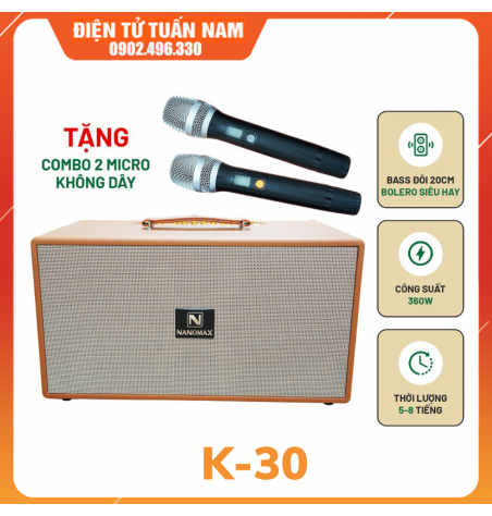 Loa Karaoke Xách Tay Nanomax K-30 Bass 20cm