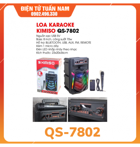 Loa Di Động Bluetooth KARAOKE KIMISO QS-7802 (Bass 8